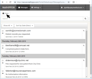 View sent and received secure messages in the MailHIppo message portal.