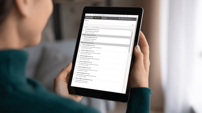 Person checks MailHippo secure email for healthcare providers