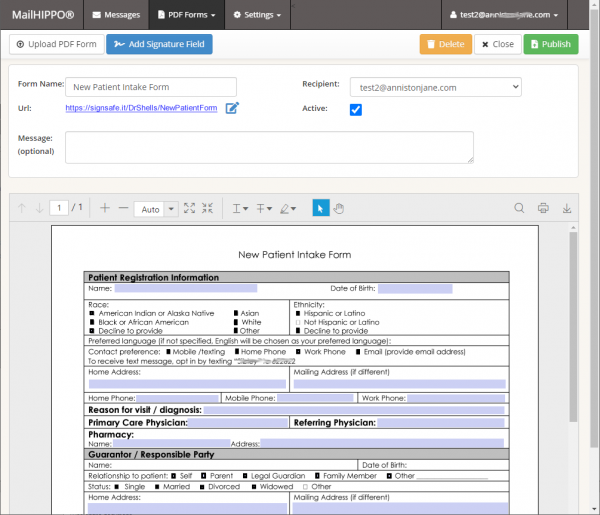 Screen: Posting a PDF Form