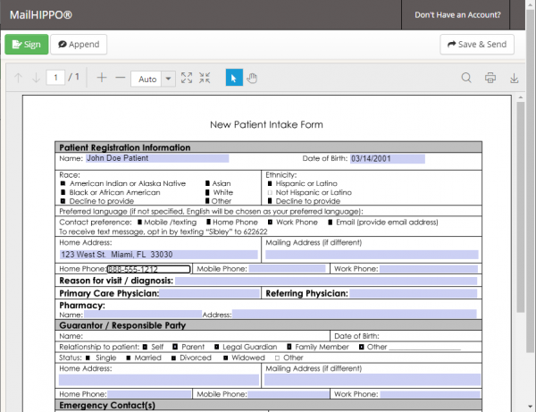 Screen: Fill and sign posted PDF form.